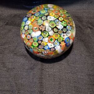 Vintage Murano  Red Label Magnum  Millifiori Glass Paperweight